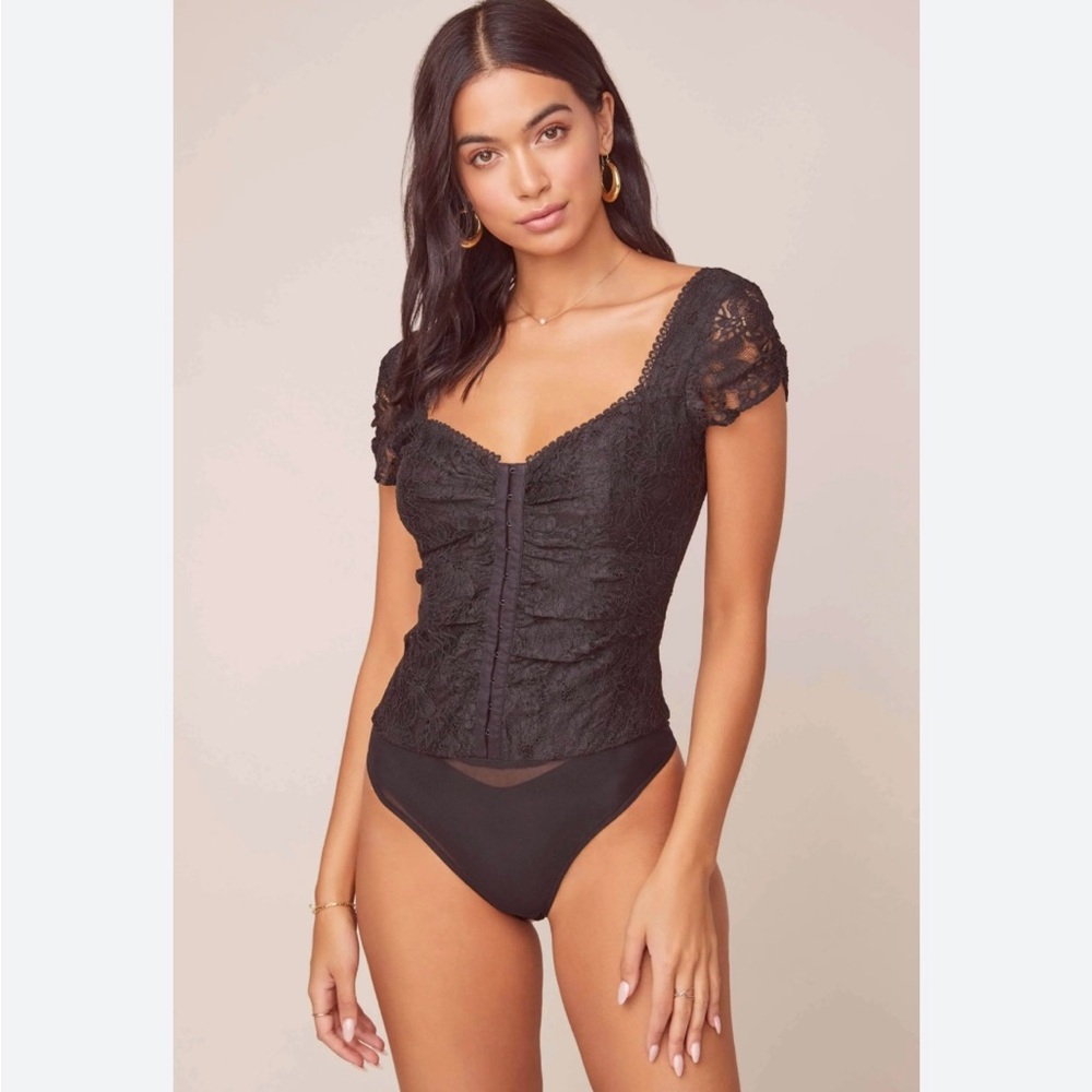 Astr The Label Black Lace Bodysuit